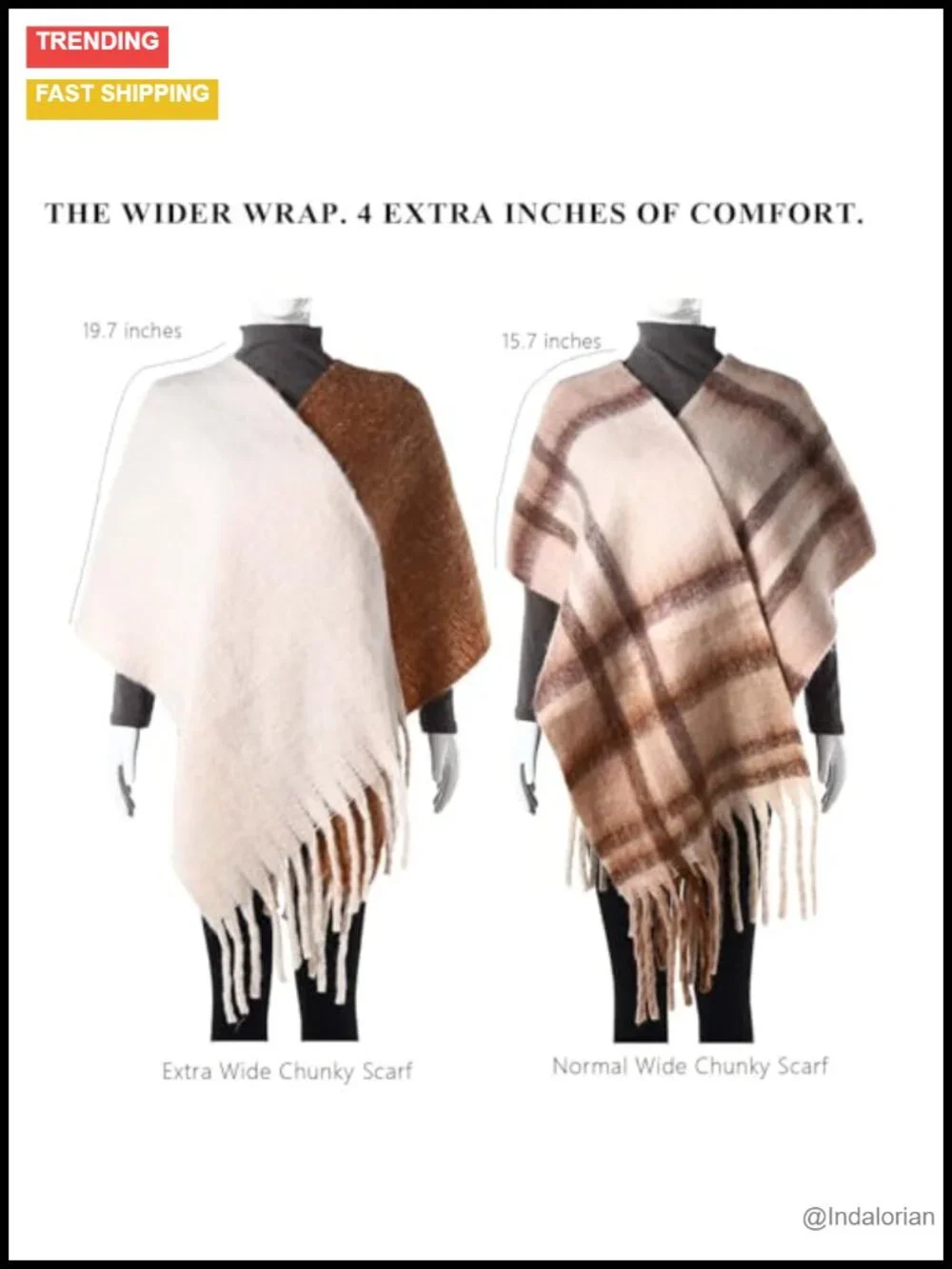 Oversized Chunky Blanket Scarf Wrap with Tassels